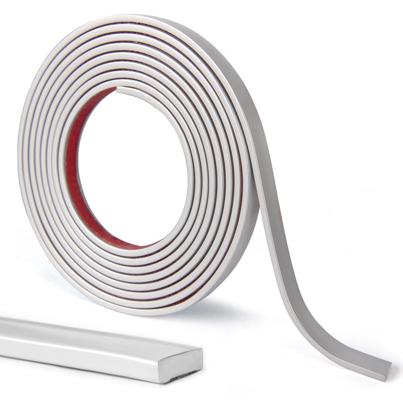 LONGKING 10 ft Peel and Stick Trim Molding Trim for Walls Edges Borders Backsplash Tile Edge Flexible and Self Adhesive Trim Silver