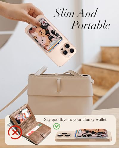 Shorogyt Compatible with Magsafe Wallet Magnetic Card Holder - Dog Phone Wallets for Women Teen Girls Cute for iPhone 17/16/15/14/13/12 Series Slim Leather for Apple Mag RFID Magnet, Fit 3 Cards - Image 2