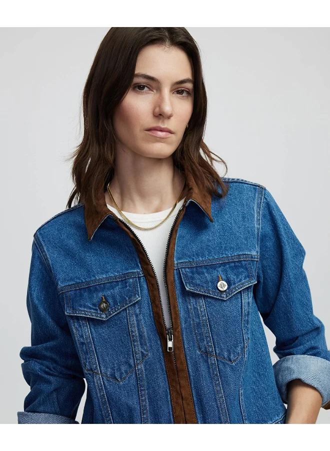 ابيكول Contrast Denim Coat