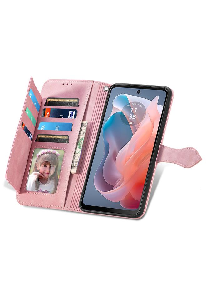 اس-توب جراب لهاتف Motorola Moto G Play 2024، جراب هاتف جلدي بسحاب مزخرف بزهرة - Image 4