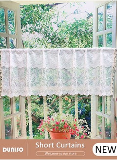 Short Curtains, Country House Bistro Curtain,Breathable Jacquard Texture Kitchen Windows Curtains,Semi Sheer Small Tier Curtain Decor for Café, Kitchen, Living Room - pzsku/Z87F79BC14065637BC764Z/45/_/1733449655/b9d17211-9a13-4292-b95e-d55215ffe302