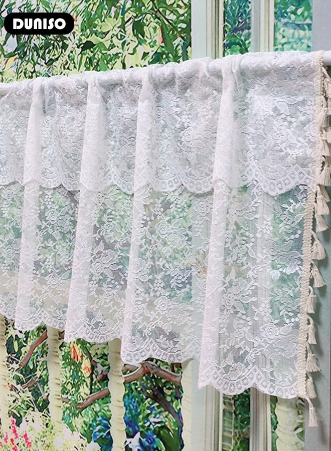 DUNISO Short Curtains, Country House Bistro Curtain,Breathable Jacquard Texture Kitchen Windows Curtains,Semi Sheer Small Tier Curtain Decor for Café, Kitchen, Living Room - Image 2