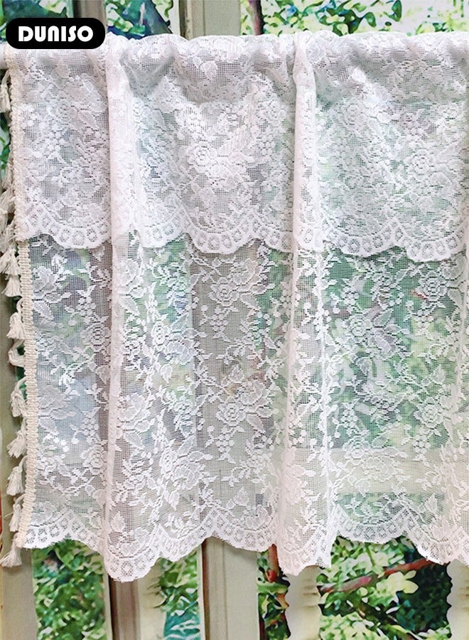 DUNISO Short Curtains, Country House Bistro Curtain,Breathable Jacquard Texture Kitchen Windows Curtains,Semi Sheer Small Tier Curtain Decor for Café, Kitchen, Living Room - Image 3