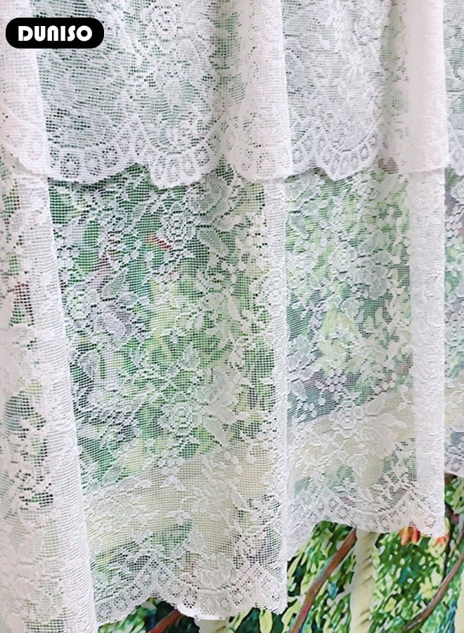 DUNISO Short Curtains, Country House Bistro Curtain,Breathable Jacquard Texture Kitchen Windows Curtains,Semi Sheer Small Tier Curtain Decor for Café, Kitchen, Living Room - Image 5