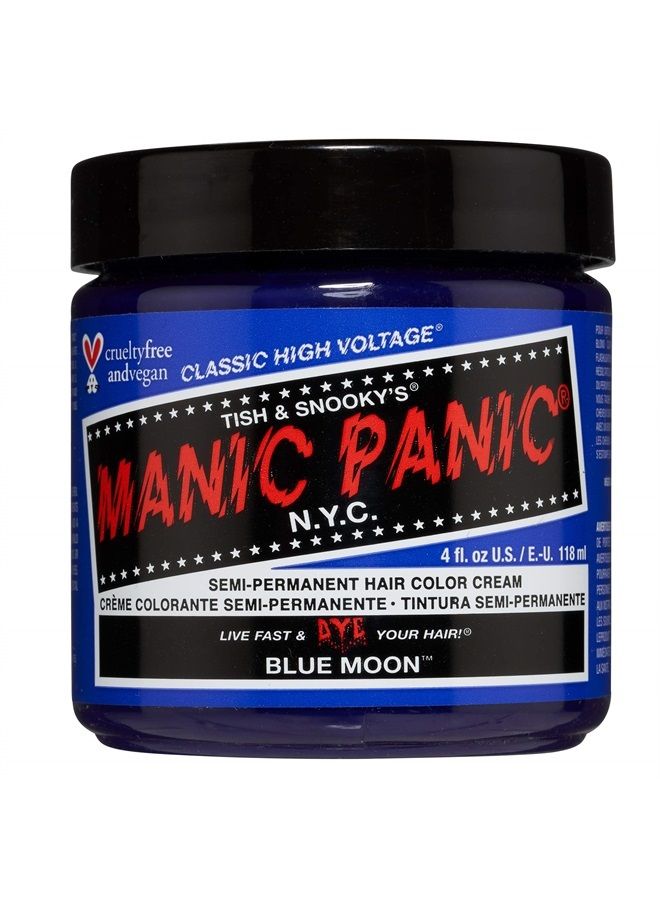 Manic Panic Blue Moon Hair Dye - Classic High Voltage - Semi Permanent Bright, Neon, Cool True Blue Hair Dye Color - Vegan, PPD & Ammonia Free (4oz) - Image 1