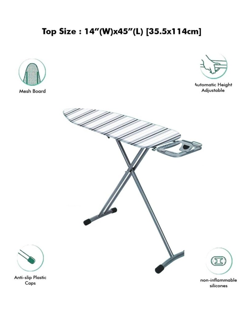 LTR Ironing Board With Powder Coated Steel Frame And Legs Ironing Table 114 Cm X 35.5 Cm Size Assorted Color Table With Adjustable Height Mechanism Heat-Resistant Cotton Cover Non-Slip Foldable Stand - Image 3