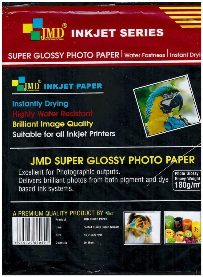 DEEGROVE JMD Super Glossy Photo Inkjet Paper A4 Size - White, Vibrant, Crisp, Smudge Proof, Dry Fast : 180 GSM 50 Sheets - Image 3