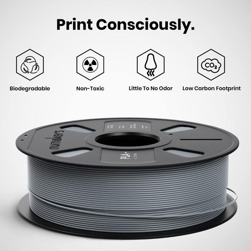 NUMAKERS PLA+ 3D Printer Filament, 1.75mm, Dimensional Accuracy +/- 0.03 mm, 1 kg Spool (2.2 lbs), Compatible with Most FDM Printers (Light Gray) - Image 5