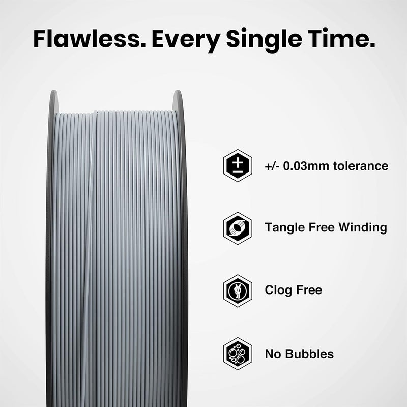 NUMAKERS PLA+ 3D Printer Filament, 1.75mm, Dimensional Accuracy +/- 0.03 mm, 1 kg Spool (2.2 lbs), Compatible with Most FDM Printers (Light Gray) - Image 2