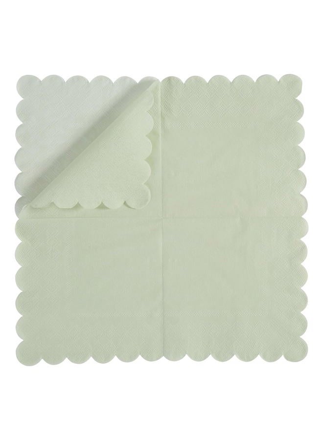 BEFORYOU 100 Pack Cocktail Napkin 2-Ply Scalloped Edged Dessert Napkins Sage Green Folded 5 x 5 Inches Disposable Napkins for Dinner Wedding Birthday Party Bridal Anniversary Reception Event (Sage Green 100) - Image 3