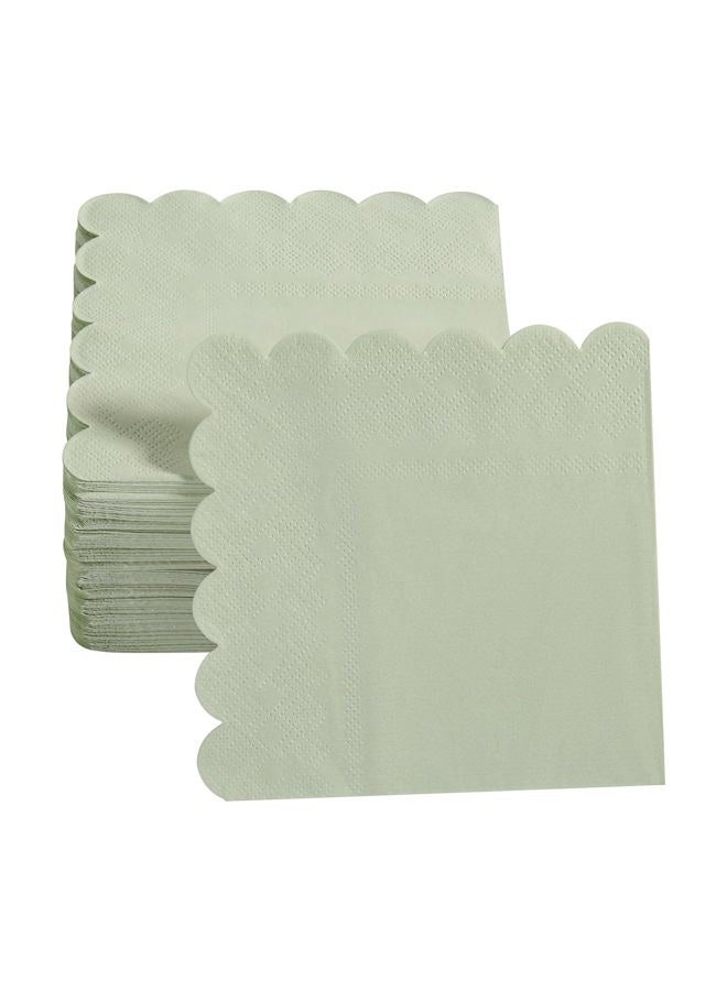 BEFORYOU 100 Pack Cocktail Napkin 2-Ply Scalloped Edged Dessert Napkins Sage Green Folded 5 x 5 Inches Disposable Napkins for Dinner Wedding Birthday Party Bridal Anniversary Reception Event (Sage Green 100) - Image 4