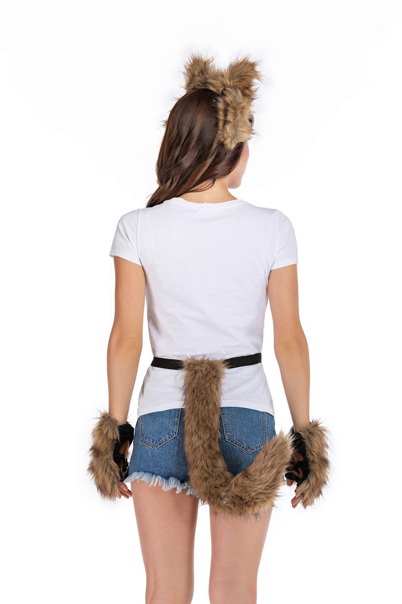 HAOAN Adults 26 Inch Wolf Tail Soft Long Fur Cat Fox Costume Tail for Halloween Party Costume Brown - Image 4