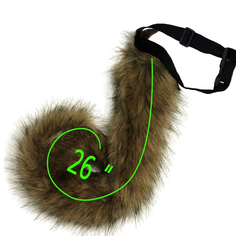 HAOAN Adults 26 Inch Wolf Tail Soft Long Fur Cat Fox Costume Tail for Halloween Party Costume Brown - Image 5