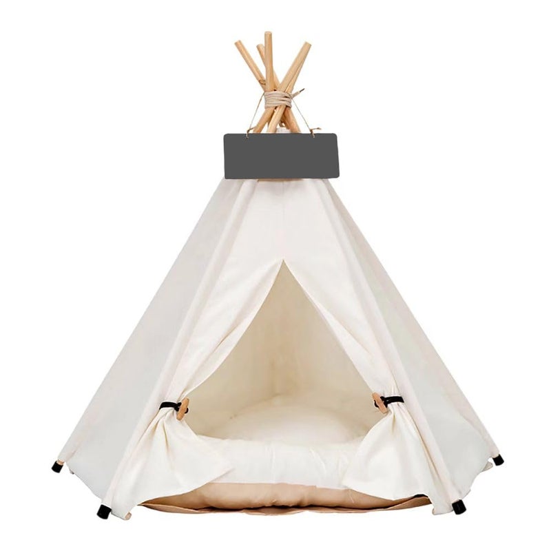 scnbom Pet Teepee Dog & Puppy Cat Tents Tipi Bed Portable Houses with Thick Cushion for Pets Up to 15lbs - Image 1