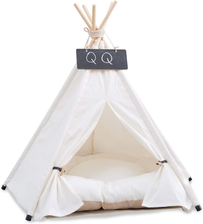 scnbom Pet Teepee Dog & Puppy Cat Tents Tipi Bed Portable Houses with Thick Cushion for Pets Up to 15lbs - Image 4