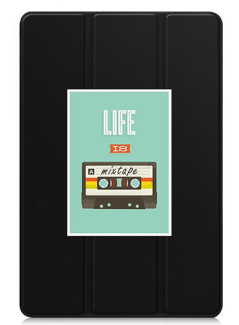 Theodor Protective Flip Case For OnePlus Pad 2 (2024) & OnePlus Pad Pro (2024) With Trifold Stand Auto Wake Sleep Shockproof Cover Life is a Mixtape - Image 1