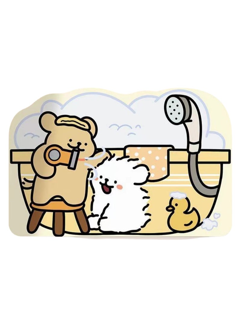 40*60cm Cartoon Diatom Mud Bathroom Bath Puppy Floor Mat Bathroom Door Absorbent Quick-Drying Mat (Blowing hairy little dog) - Image 1