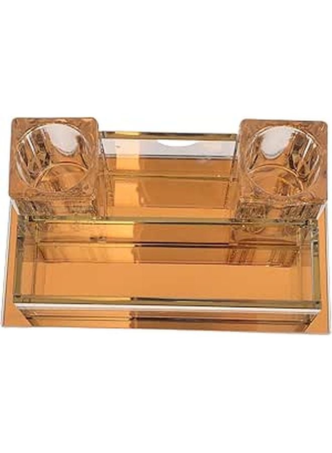 Acrylic Microphone Stand Holder with Light Gold Base 240x140x95mm for Desk KTV Karaoke Party - Image 1