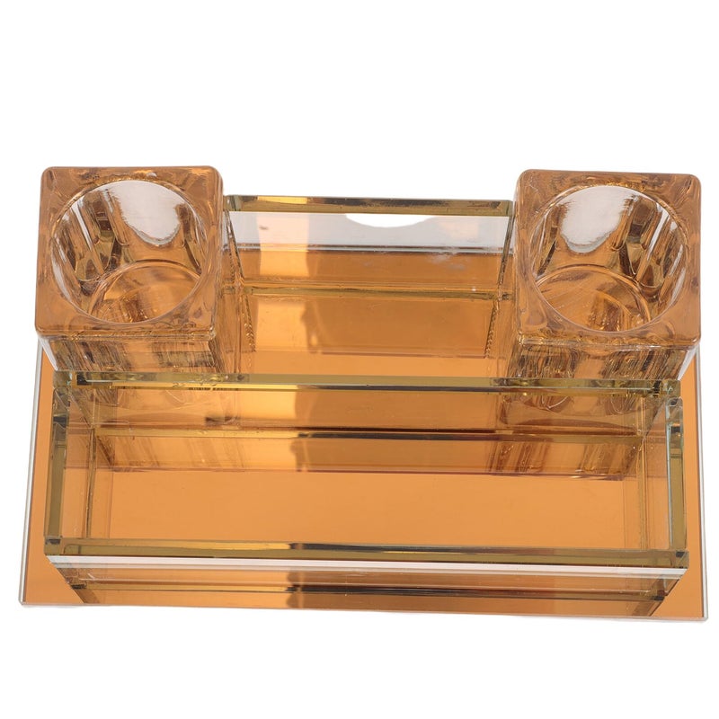 Acrylic Microphone Stand Holder with Light Gold Base 240x140x95mm for Desk KTV Karaoke Party - Image 2
