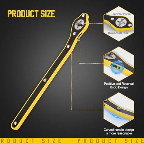 RECLUSE Universal Automotive 360° Swivel Auto Labor-Saving Jack Ratchet Wrench, Scissor Jack Lift Speed Handle Tool Jack Lug Handle Tool Tire Wheel Wrench for Tire Jack, Forward & Reversal Knob Design - Image 4