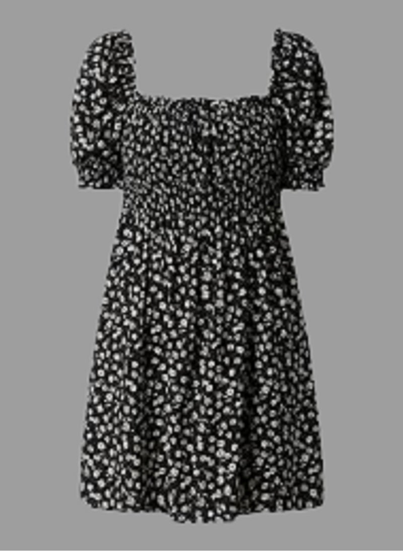 Off-the-shoulder floral short dress for women