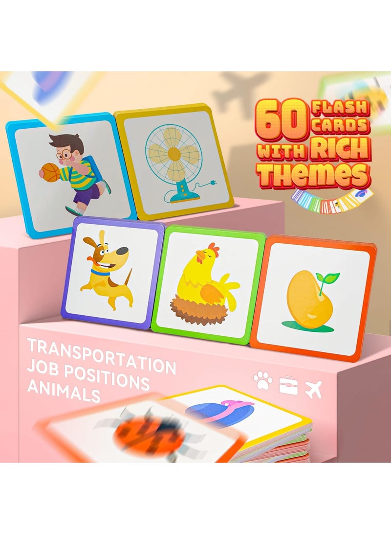 SYOSI بطاقات فلاش لكلمات الرؤية لرياض الأطفال، ألعاب الحروف الأبجدية مونتيسوري، كتل قراءة خشبية لرياض الأطفال، بطاقات فلاش فونكس، ألعاب تهجئة كلمات CVC - ألعاب حسية للأطفال من عمر 3 4 5 6 7 8 سنوات - Image 2