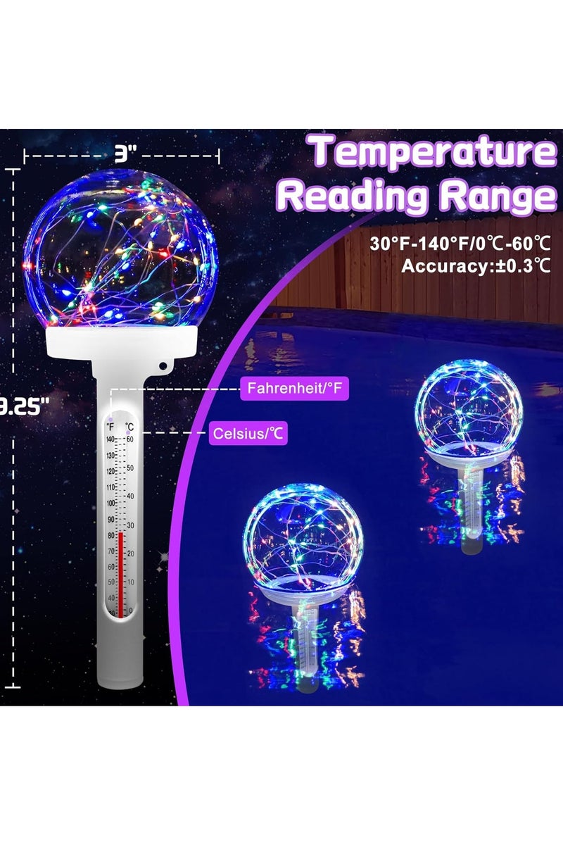 Barakah Floating Pool Thermometer with LED Colored Solar Light, Easy-to-Read Swimming Pool Thermometer for Day and Night, Celestial Lights Pool Temperature Thermometer for Water Temperature, Pond - Image 3