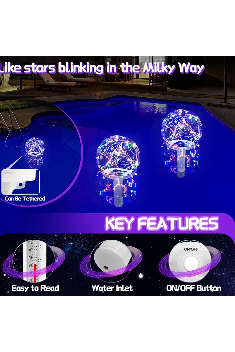 Barakah Floating Pool Thermometer with LED Colored Solar Light, Easy-to-Read Swimming Pool Thermometer for Day and Night, Celestial Lights Pool Temperature Thermometer for Water Temperature, Pond - Image 2