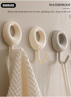 DUNISO 4 Pcs Adhesive Hooks, Nordic style Wall Hooks for Hanging No Nails Required, Waterproof Self Adhesive Shower Wall Hooks Heavy Duty Sticky Hooks for Bathroom Kitchen Living room  - Image 2