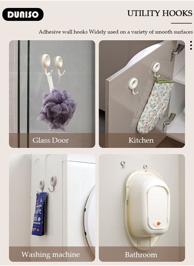 DUNISO 4 Pcs Adhesive Hooks, Nordic style Wall Hooks for Hanging No Nails Required, Waterproof Self Adhesive Shower Wall Hooks Heavy Duty Sticky Hooks for Bathroom Kitchen Living room  - Image 3