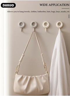 DUNISO 4 Pcs Adhesive Hooks, Nordic style Wall Hooks for Hanging No Nails Required, Waterproof Self Adhesive Shower Wall Hooks Heavy Duty Sticky Hooks for Bathroom Kitchen Living room  - Image 5
