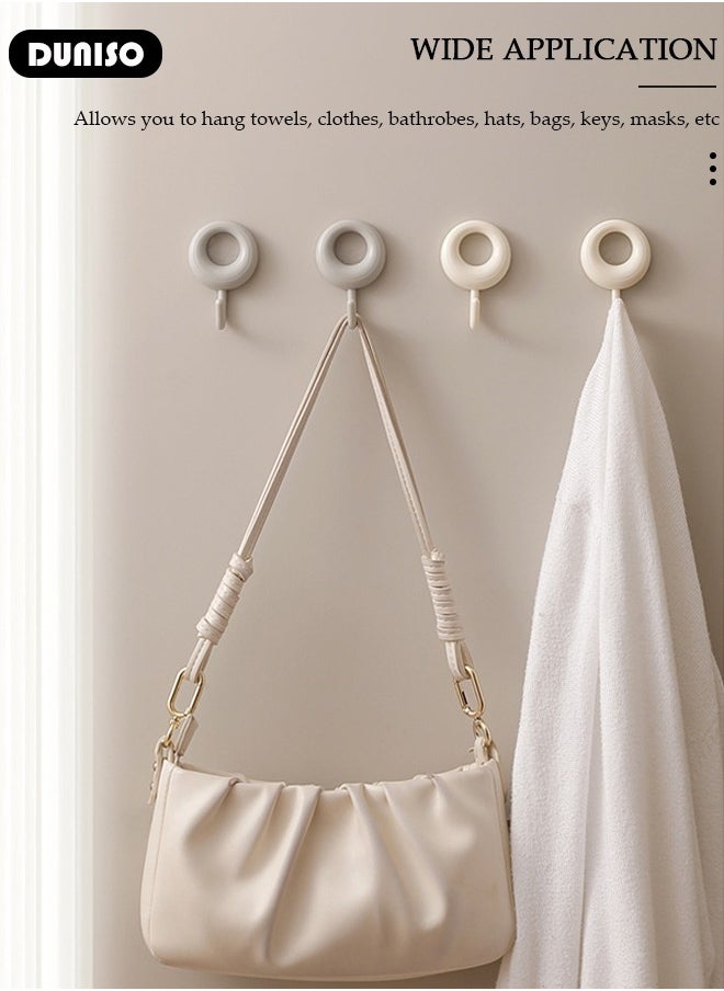 DUNISO 4 Pcs Adhesive Hooks, Nordic style Wall Hooks for Hanging No Nails Required, Waterproof Self Adhesive Shower Wall Hooks Heavy Duty Sticky Hooks for Bathroom Kitchen Living room  - Image 5