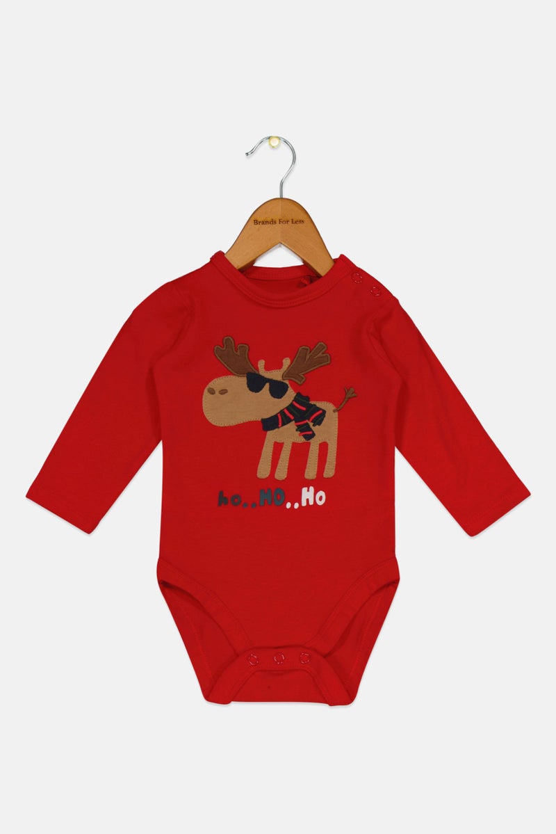 Cool Club Toddlers Boy Graphic Print Long Sleeves Bodysuits, Red - Image 1
