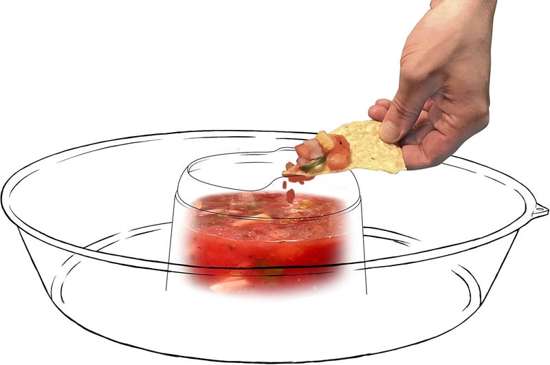 Jokari Less Mess Drip Free Chips and Dip 14 Inch Serving Bowl. Rimmed Platter to Scrape Extra Dip, Sauce, Queso, Salsa Guac or Dressing Off Chips, Fruit, Veggies, Soft or Hard Pretzels, Wings and More - Image 5