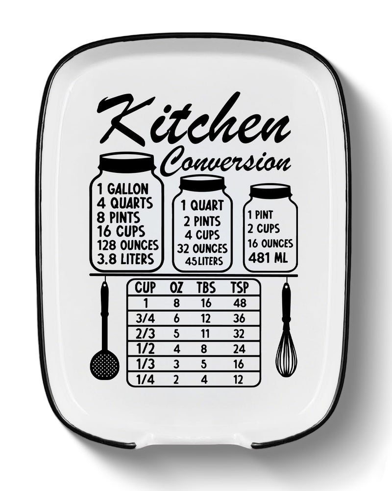 MBRUH Funny Large Spoon Rest for Stove Top, Ceramic Spoon Holder for Kitchen Counter Cooking Utensil Rest, Measurement Conversion Chart Farmhouse Kitchen Decor and Accessories for Cooking Lovers - Image 1