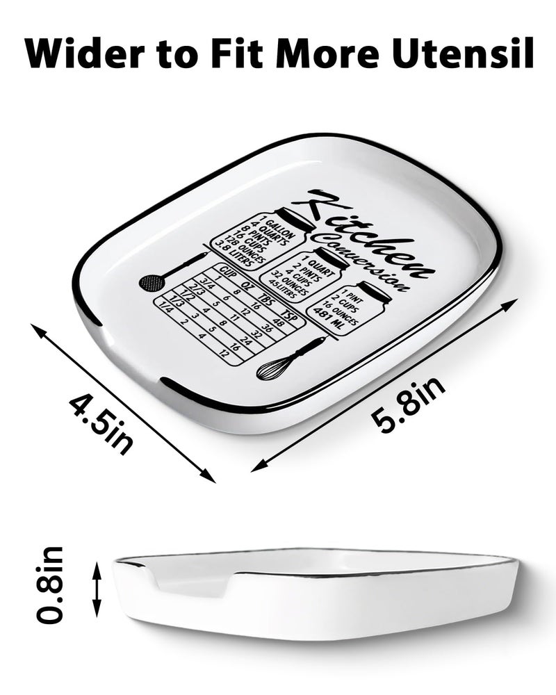 MBRUH Funny Large Spoon Rest for Stove Top, Ceramic Spoon Holder for Kitchen Counter Cooking Utensil Rest, Measurement Conversion Chart Farmhouse Kitchen Decor and Accessories for Cooking Lovers - Image 3