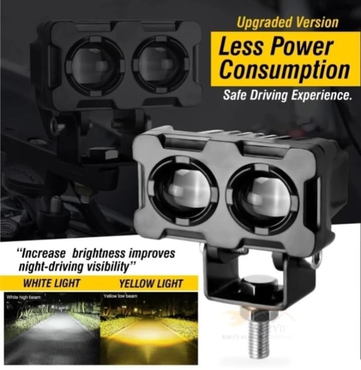 Schsteindar Dual LED Motorcycle Spotlight, Waterproof Aluminium Housing, 4 Light Modes, Handlebar Control, 30W, Black, 2-Pack - Image 5