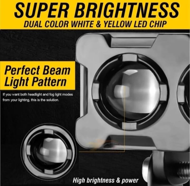 Schsteindar Dual LED Motorcycle Spotlight, Waterproof Aluminium Housing, 4 Light Modes, Handlebar Control, 30W, Black, 2-Pack - Image 2