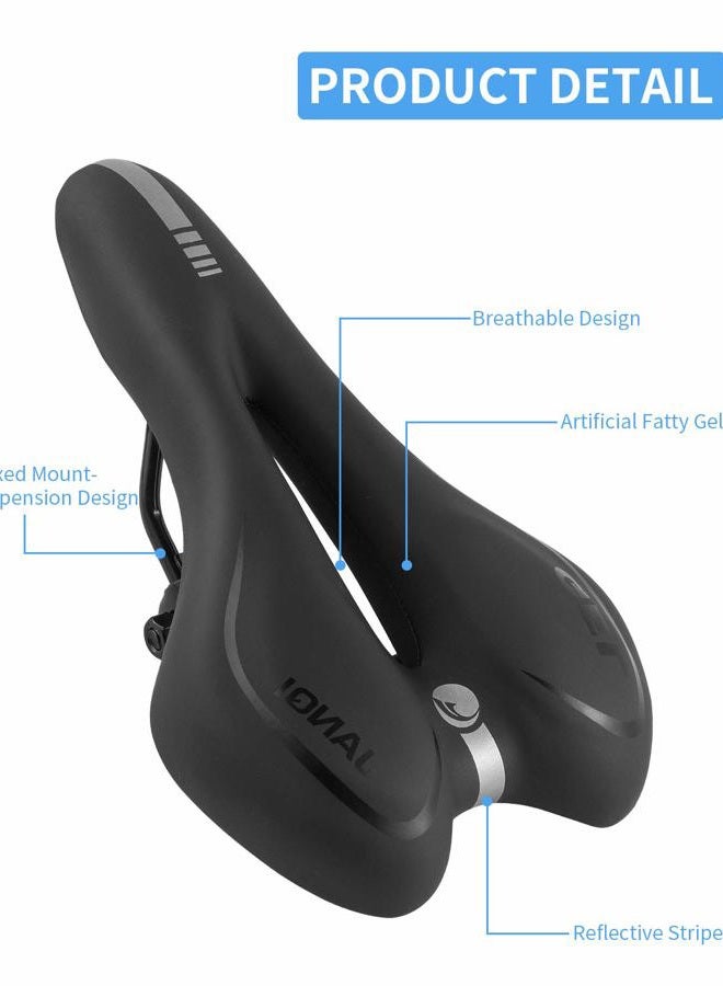 Moocci Comfortable MTB Gel Seat Mountain Bike Saddle MTB Saddle Mountain Bike Seat Gel Bikes Seats Breathable & Soft & Waterproof Bike Saddle Cushion for Men and Women - Image 3
