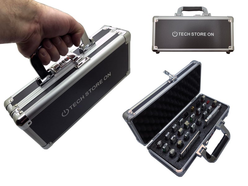 TECH STORE ON Aluminum USB Drive Organizer Case (24 USB + 2 HDD Slots with Handle) – Shockproof & Antistatic Storage Box with Combination Lock | Professional Metal Carry Case for Flash Drives & Accessories - Image 1