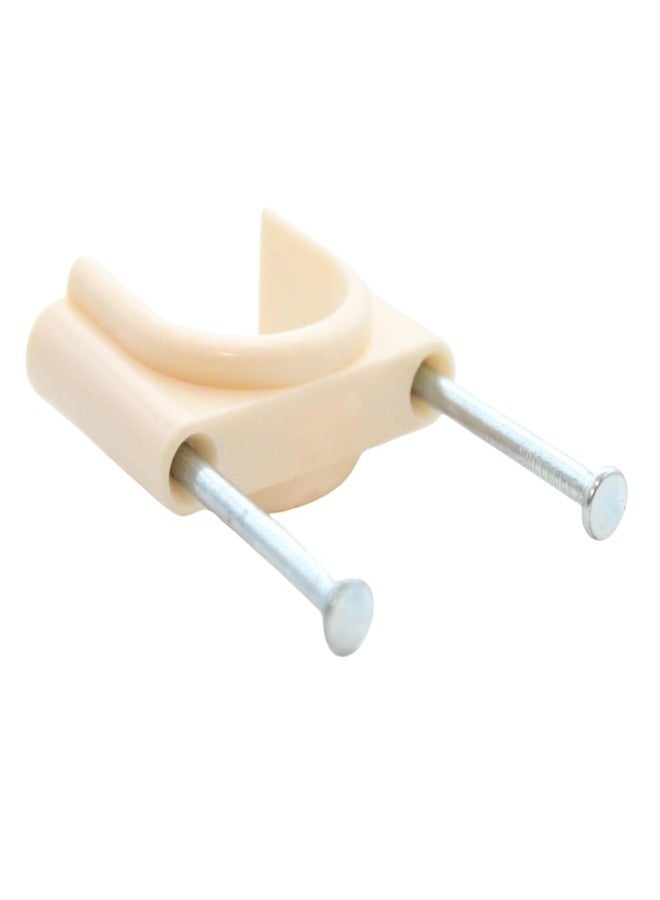 NEW WARE® 20 mm PVC U-Shaped Pipe Clamps with Flat Nail | Ivory Wire & Tube Holder | Durable Pipe Clip (Pack of 25) - Image 1