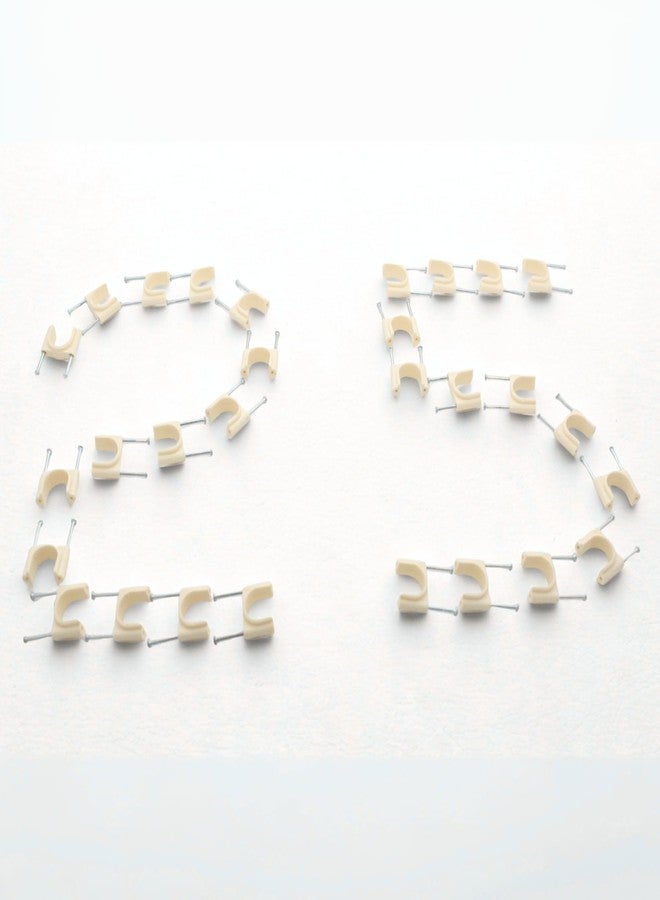 NEW WARE® 20 mm PVC U-Shaped Pipe Clamps with Flat Nail | Ivory Wire & Tube Holder | Durable Pipe Clip (Pack of 25) - Image 2