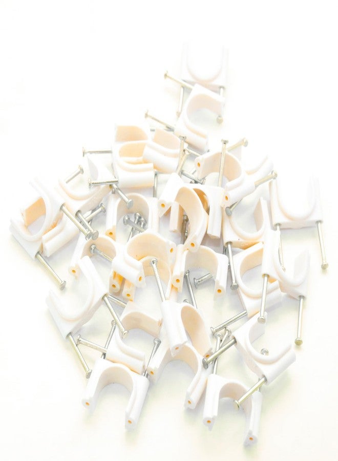 NEW WARE® 20 mm PVC U-Shaped Pipe Clamps with Flat Nail | Ivory Wire & Tube Holder | Durable Pipe Clip (Pack of 25) - Image 5