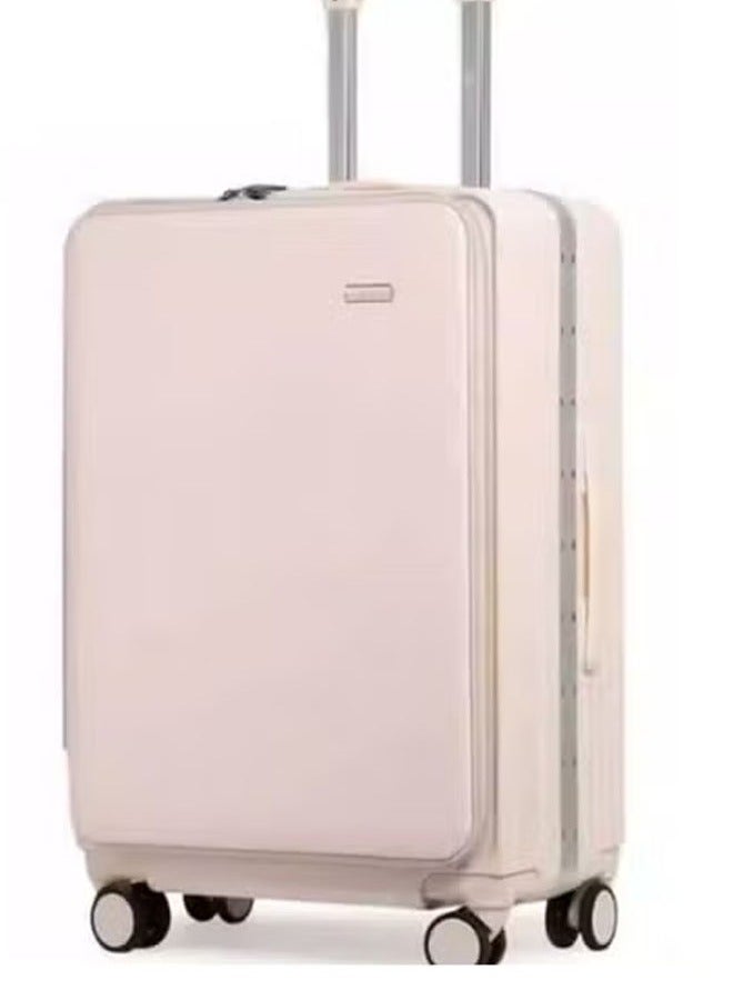 إن كي أكس حقيبة سفر متينة بعجلات صلبة مع 4 عجلات دوارة، مجموعة وردية، 3 ألوان بيضاء، مقاس 20*24*28 بوصة - Image 3