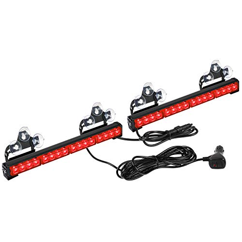 ASPL 2x16.8 inch Emergency Flashing LED Traffic Advisor Strobe Light Bar 32LED 26 Flash Patterns Interior Safety Warning Lights (Red) - Image 1