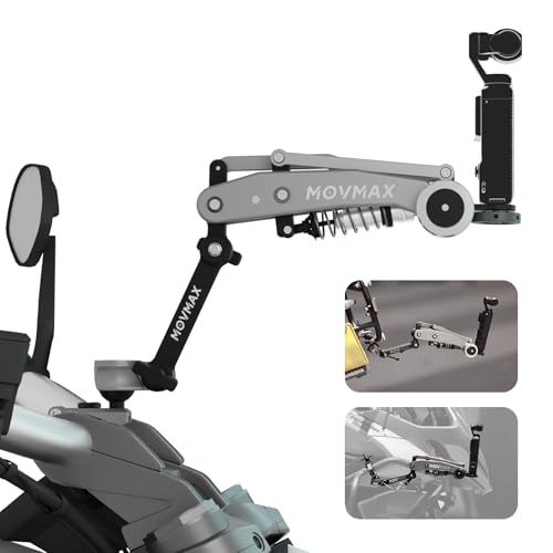 Movmax Aluminum Alloy Motorcycle Camera Clamp Mount for DJI Osmo Pocket 4/3/insta360 X5/4 /Gopro Hero13/12, Motorcycle Bike Handlebar Stabilizer, Super Clamp with 360° Ball Head, Heavy-Duty Mount Accessories - Image 1