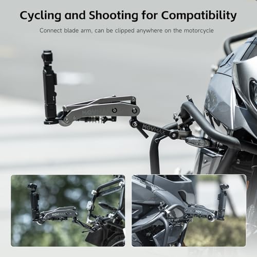 Movmax Aluminum Alloy Motorcycle Camera Clamp Mount for DJI Osmo Pocket 4/3/insta360 X5/4 /Gopro Hero13/12, Motorcycle Bike Handlebar Stabilizer, Super Clamp with 360° Ball Head, Heavy-Duty Mount Accessories - Image 3