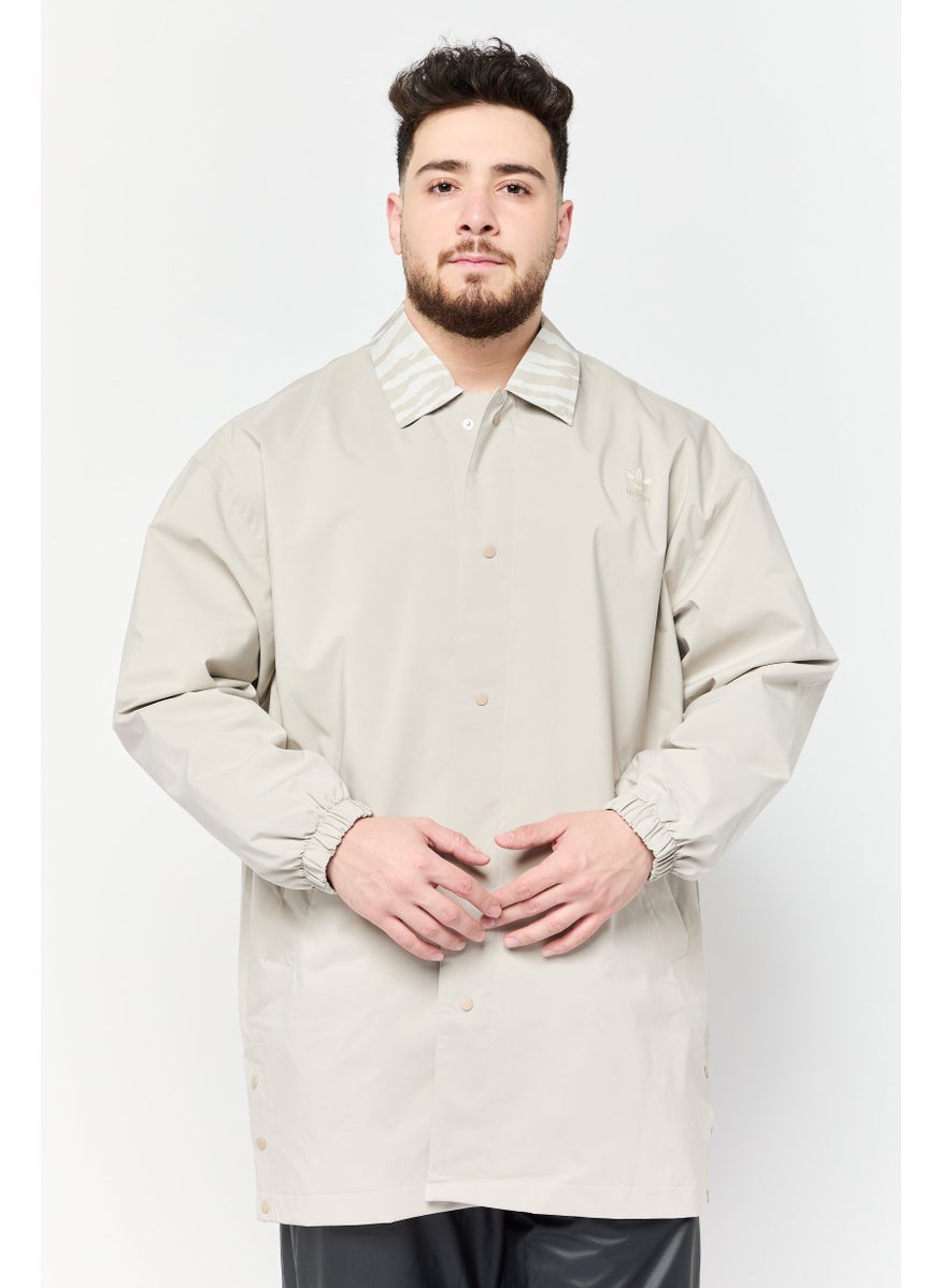 adidas Originals Men Sportswear Fit Long Sleeve Outdoor Jacket, Beige  - Image 1