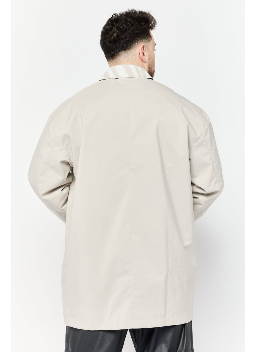 adidas Originals Men Sportswear Fit Long Sleeve Outdoor Jacket, Beige  - Image 4