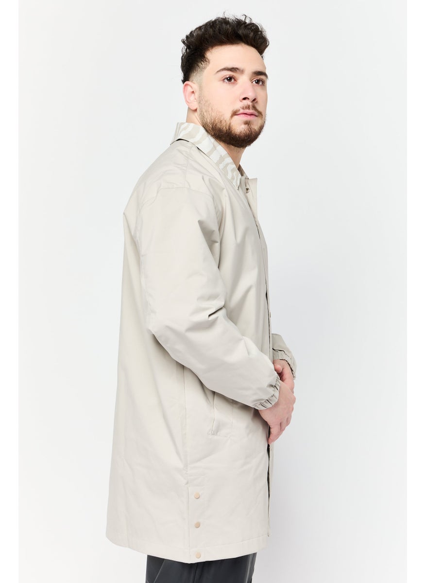 adidas Originals Men Sportswear Fit Long Sleeve Outdoor Jacket, Beige  - Image 3